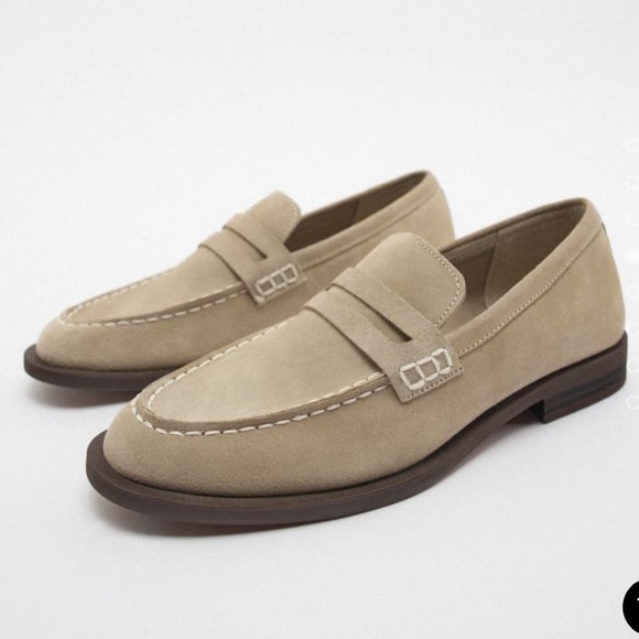 Zara SPLIT LEATHER MOCCASIN - Picture 1 of 6